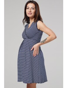 Těhotenské a kojící šaty 3v1 Happy Mama modré pruhované