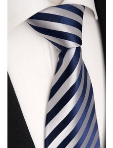Elegantní modro stříbrná pruhovaná kravata Beytnur 139-1