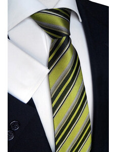 Hedvábná kravata Beytnur 235-1 zelená pruhy