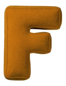 Yellow Tipi Cihlově oranžový sametový polštář písmeno F 40 cm