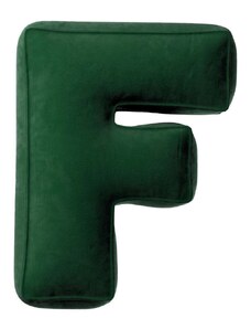 Yellow Tipi Tmavě zelený sametový polštář písmeno F 40 cm