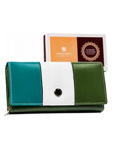 PETERSON Středně velká dámská kožená peněženka zelená multicolor 3690-BWT