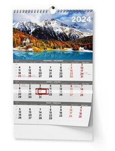 Baloušek s.r.o. Nástěnný kalendář Tříměsíční - A3 (s mezinárodními svátky) - Obrázkový 2024 BNC8-24