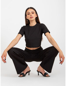 Fashionhunters Černá dvoudílná ležérní souprava s kalhotami