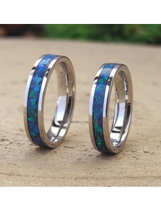 Woodlife Snubní prsteny z ocele a opálu