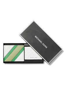 Michael Kors dárkové balení set 2x peněženka Faux Leather Stripe Palm wht/grn