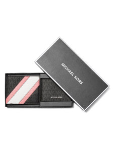 Michael Kors dárkové balení 2x peněženka Faux Leather Stripe Pink blk/pink