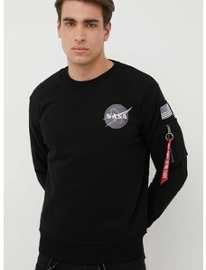 Mikina Alpha Industries Space Shuttle Sweater pánská, černá barva, s potiskem, 178307.03-Black