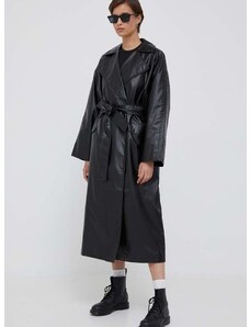 Trench kabát Calvin Klein Jeans dámský, černá barva, přechodný, dvouřadový