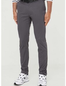 Kalhoty Calvin Klein pánské, šedá barva, přiléhavé