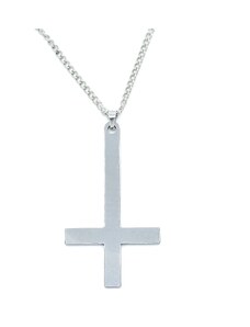 Aranys Ocelový obrácený kříž s řetízkem, varianty, Stříbrná