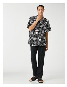Koton Floral Print Shirt with Short Sleeves, Classic Collar