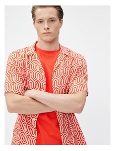 Koton Short Sleeve Shirt Geometric Print Turndown Collar