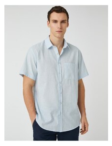 Koton Summer Shirt Short Sleeve Pocket Detailed Classic Collar