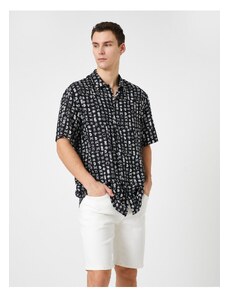 Koton Summer Shirt with Short Sleeves and Ethnic Printed Classic Collar