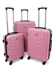 Rogal Růžová sada 3 elegantních skořepinových kufrů "Armor" - vel. M, L, XL