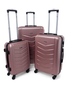 Rogal Zlato-růžová sada 3 elegantních skořepinových kufrů "Armor" - vel. M, L, XL