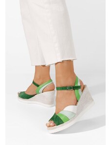 Zapatos Zelené kožené sandály na klínku Irvina