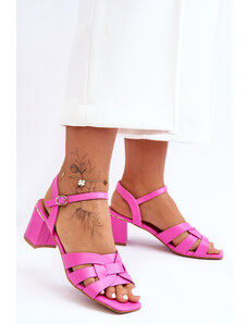 Basic Klasické ružové sandále Misty na podpätku