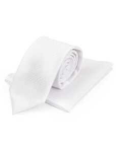 FERATT Svatební kravata s kapesníčkem bílá 5