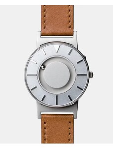 Stříbrné pánské hodinky Eone s koženým páskem Bradley Voyager - Silver 40MM