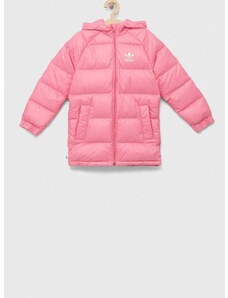 Dětská péřová bunda adidas Originals DOWN JACKET ELO růžová barva