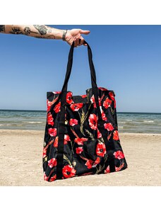 Plážová taška - Máky - GREEN SMILE eko dílna