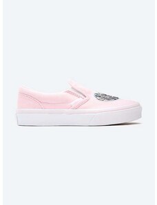 Dětské tenisky Vans Sequin Patch Classic Slip-On růžová barva