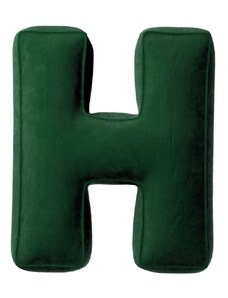 Yellow Tipi Tmavě zelený sametový polštář písmeno H 40 cm