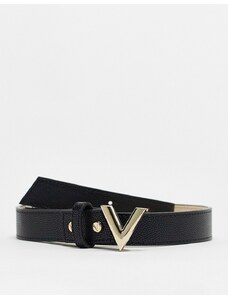 Valentino Bags Valentino Divina gold V detail belt in black