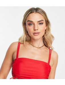 The Frolic Maternity lunan ruched channel tie detail bikini top in red
