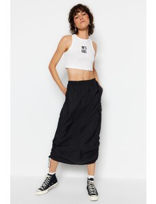 Trendyol Black Parachute Fabric Midi Skirt