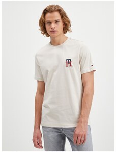 Béžové pánské tričko Tommy Hilfiger - Pánské