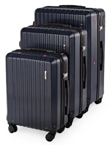 Sada 3ks cestovních kufrů Compactor Hybrid Luggage S+L+XL Vacuum System, tmavě modrá