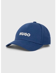 Bavlněná baseballová čepice HUGO tmavomodrá barva, s aplikací, 50496033
