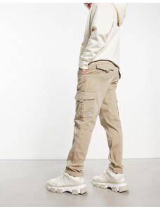 Only & Sons slim fit cargo trouser in beige-Neutral