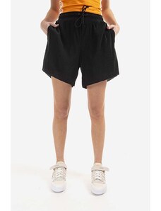 Kraťasy adidas Originals dámské, černá barva, hladké, high waist, HF7543-black