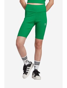 Kraťasy adidas Originals dámské, zelená barva, hladké, high waist, IL9620-green