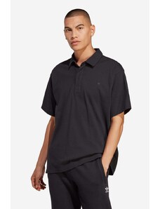Bavlněné polo tričko adidas Originals Essentials černá barva, HR8677-black