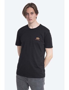 Bavlněné tričko Alpha Industries černá barva, s potiskem, 128507RP.614-black