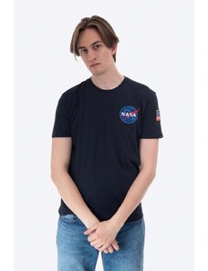 Bavlněné tričko Alpha Industries Space Shuttle T tmavomodrá barva, s potiskem, 176507.07-navy