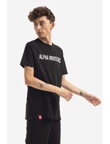 Bavlněné tričko Alpha Industries RBF Moto černá barva, s potiskem, 116512.03-black