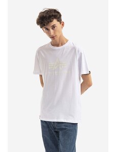 Bavlněné tričko Alpha Industries Basic T Kryptonite bílá barva, s potiskem, 116521.09-white