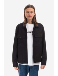 Džínová bunda PLEASURES Temper Work Jacket černá barva, přechodná, P22F029-BLACK