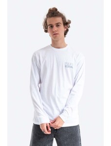 Bavlněné tričko s dlouhým rukávem Vans Moonstone Beach bílá barva, s potiskem, VN0A54DFWHT-white