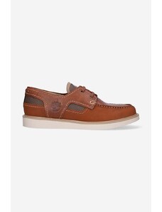 Kožené mokasíny Timberland Newmarket II Boatshoe pánské, hnědá barva, A2AGZ-BROWN