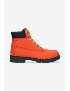 Semišové workery Timberland 6 in WaterProof Boot oranžová barva, na plochém podpatku, A2FMB-ORANGE