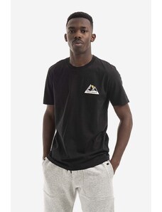 Bavlněné tričko Woolrich Logo Mountain Tee CFWOTE0061MRUT2926 černá barva, s potiskem, CFWOTE0061MRUT2926-8041