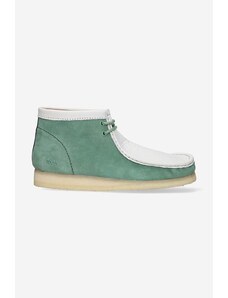 Semišové boty Clarks Originals Wallabee Boot pánské, zelená barva, 26165078