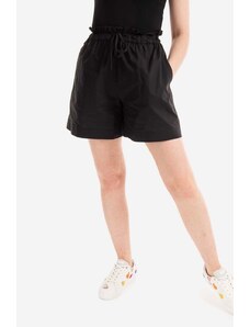 Bavlněné šortky Woolrich Poplin Short CFWWSH0021FRUT302 černá barva, hladké, high waist